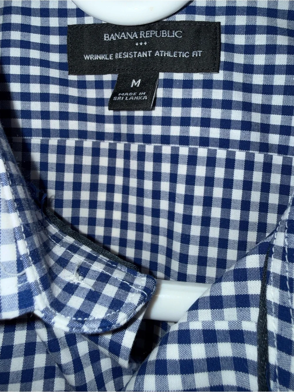 Banana Republic Navy and White Gingham Dress Shirt